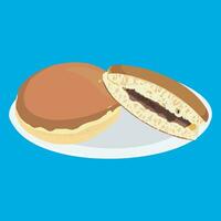 dorayaki japonés tortita con dulce azuki frijol pegar vector