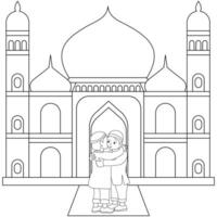 Vector hand drawn mosque for Ramadan Kareem with white background