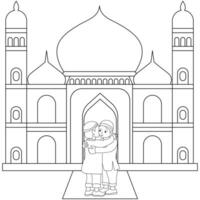 Vector hand drawn mosque for Ramadan Kareem with white background