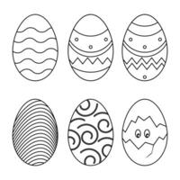vector Pascua de Resurrección negro y blanco huevos conjunto primavera plano decorativo elementos