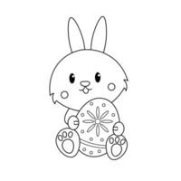 Easter bunny rabbit coloring page vector