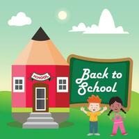 vector back to school background with happy student