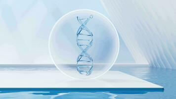 dna con acqua superficie sfondo, 3d resa. video