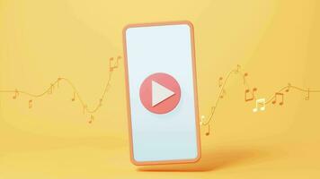 Mobile phone and music notes, 3d rendering. video