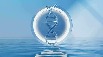 DNA with water surface background, 3d rendering. video