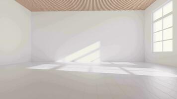 Empty room with light comes in, 3d rendering. video