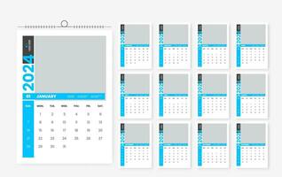 2024 12 page wall calendar template design vector