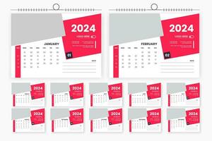 2024 desk calendar design 12 page calendar template vector