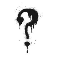 Spray painted graffiti question marks in black over white. question drip symbol.  isolated on white background. vector illustration