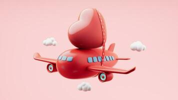 Loop animation of love heart with 3d cartoon style, 3d rendering. video