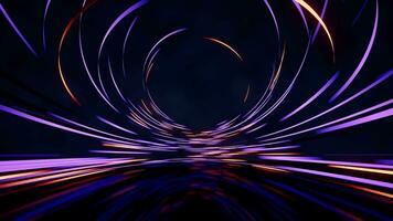 Glowing round illuminated lines with motion blur, 3d rendering. video