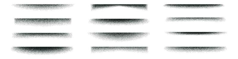 Shadow effects with grain, noise, and dot patterns. shade in black gradient with stipple, sand texture. Flat vector illustrations isolated in background.