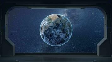 The earth from the view in the spacecraft, 3d rendering. video