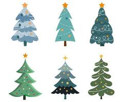 Set of christmas tree. holiday clip art. Merry christmas ornament hand drawn vector