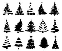 tree silhouette collection, Christmas clip art Holiday decor vector illustration