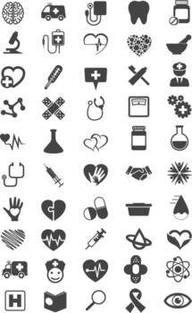 Medical Health related icons are simple. With an outline style. Contains blood, stethoscopes, medicine boxes and others. With the purpose of ui, web, application or software and many others vector