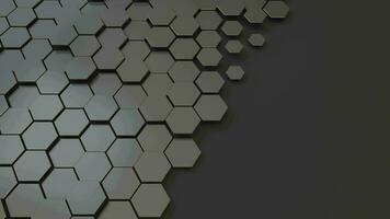 Dark hexagon pattern background, 3d rendering. video