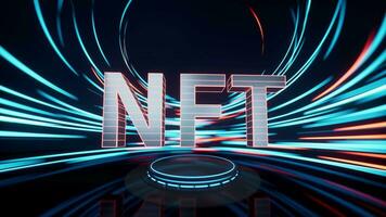 NFT concept with spin lines effect background, 3d rendering. video