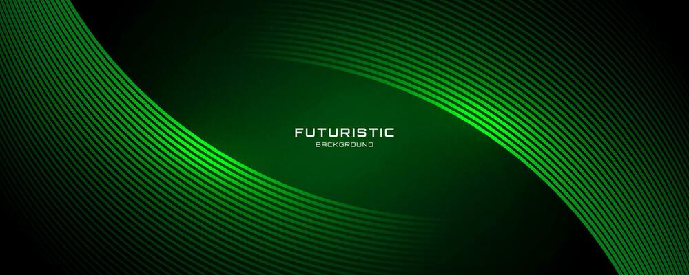 3D green techno abstract background overlap layer on dark space with glowing curve lines decoration. Modern graphic design element future style concept for banner, flyer, card, or brochure cover