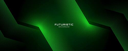 3D green techno abstract background overlap layer on dark space with glowing lines shape decoration. Modern graphic design element future style concept for banner, flyer, card, or brochure cover vector