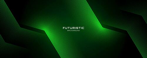 3D green techno abstract background overlap layer on dark space with glowing lines shape decoration. Modern graphic design element future style concept for banner, flyer, card, or brochure cover vector