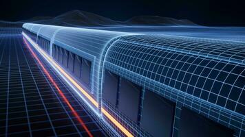 Digital high speed railway bullet train, 3d rendering. video