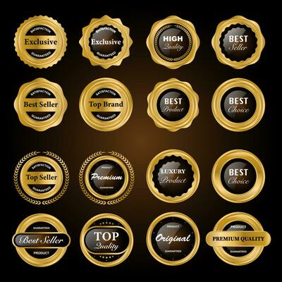 Super sale golden retro badges and labels vector collection