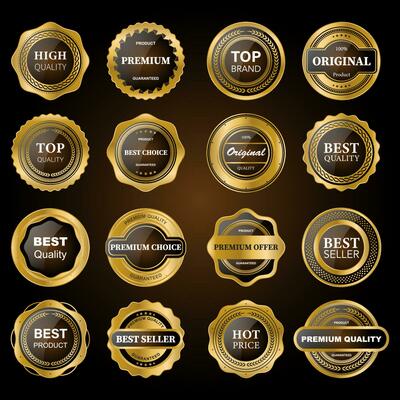 Super sale golden retro badges and labels vector collection