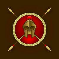 roman warrior spartan helmet logo design vector