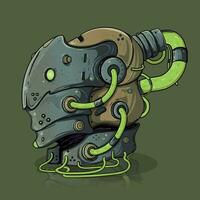 robot head with cyberpunk technology vector