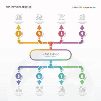 Infographic process design with icons and 8 options or steps. vector