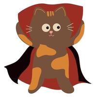 Cute cat wearing vampire costume joining halloween party vector illustration