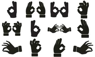 vector illustration of collection of hand gestures silhouettes, Hand vector,