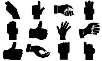 vector illustration of collection of hand gestures silhouettes, Hand vector,