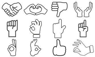 vector illustration of collection of hand gestures silhouettes, Hand vector,