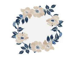 Vintage Hand Drawn Anemone Flower and Leaves Wreath vector