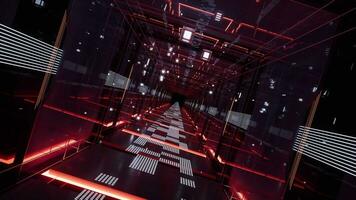 digitaal cyberruimte, sci-fi concept tunnel, 3d weergave. video