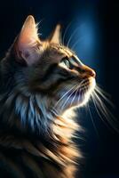 Close up portrait of a cute cat with beautiful eyes. AI Generated photo