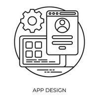 A graphically designed page on computer screen with play symbol on top depicting web designing process vector