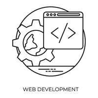 A graphically designed page on computer screen with play symbol on top depicting web designing process vector