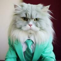 Portrait of a cat in a business suit. AI Generated photo