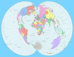 Political world map American polyconic projection vector