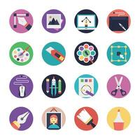 Set of Art and Design Flat Icons vector