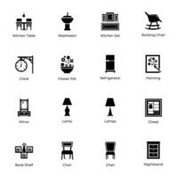 Furniture and Interior Decoration Icons Set vector