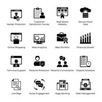 Pack of Web and Business Glyph Conceptual Icons vector