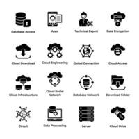 Pack of Cloud Services Glyph Conceptual Icons vector