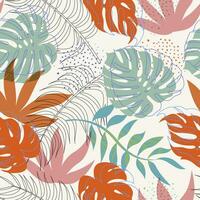 Abstract Floral seamless pattern with leaves. tropical background vector