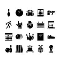 Set of bowling Icons Glyph vector