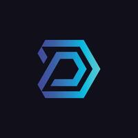 Letter D logotype blue and green color,Technology and digital abstract dot connection vector logo