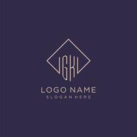 Initials GK logo monogram with rectangle style design vector